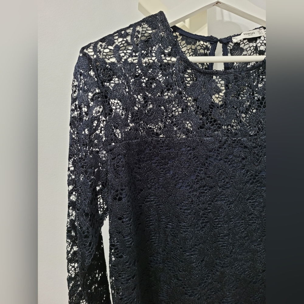 Mango Lined Black Lace Dress